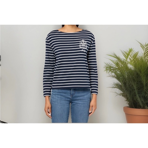 LUCKY BRAND BRETON LONG SLEEVES BLUE WHITE STRIPES SZ M NWT - Picture 1 of 10